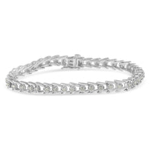 Sterling Silver Rose-cut Diamond Wave link Bracelet (1 cttw, I-J Color, I3 Clarity)-0