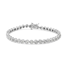 .925 Sterling Silver 1.0 Cttw Miracle Plate Set Diamond Bezel Link Design Tennis Bracelet (I-J Color, I3 Clarity)-0