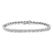 .925 Sterling Silver 1.0 cttw Miracle Set Diamond Spiraling Bezel Link Bracelet(I-J Color, I3 Clarity) -7.25"-0