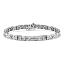 .925 Sterling Silver 2 Cttw Prong Set Round-Cut Diamond 4 Stone Box Link Bracelet (I-J Color, I3 Clarity) - 7.25"-0