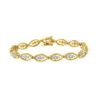 10K Yellow Gold Plated .925 Sterling Silver 1 cttw Prong Set Round-Cut Diamond Link Bracelet (J-K Color, I1-I2 Clarity) - 7.25