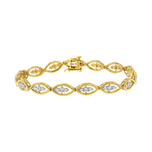 10K Yellow Gold Plated .925 Sterling Silver 1 cttw Prong Set Round-Cut Diamond Link Bracelet (J-K Color, I1-I2 Clarity) - 7.25"-0