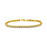 10K Yellow Gold Plated .925 Sterling Silver 1 cttw Prong-Set Diamond Pear Shape Link Bracelet (I-J Color, I1-I2 Clarity) - 7.25