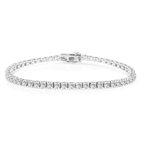 14K White Gold 4-Prong Set Lab Grown Round Diamond Classic Tennis Bracelet (F-G Color, VS1-VS2 Clarity) - 7.25