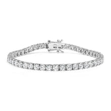 14K White Gold 4-Prong Set Lab Grown Round Diamond Classic Tennis Bracelet (F-G Color, VS1-VS2 Clarity) - 7.25"-0