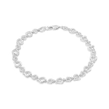 .925 Sterling Silver Prong Set Diamond Accent Alternating Heart Link Bracelet (I-J Color, I3 Clarity) - 7.25" Inches-0