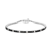 .925 Sterling Silver Black and White Diamond Tennis Bracelet (I-J Color, I2-I3 Clarity) - 7.25