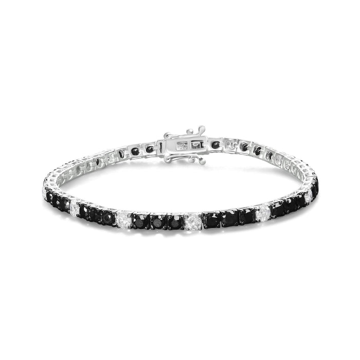 .925 Sterling Silver Black and White Diamond Tennis Bracelet (I-J Color, I2-I3 Clarity) - 7.25