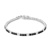 .925 Sterling Silver Black and White Diamond Tennis Bracelet (I-J Color, I2-I3 Clarity) - 7.25