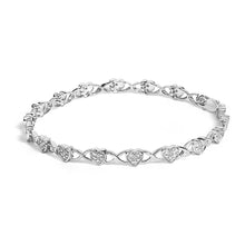 .925 Sterling Silver Diamond Accent Heart Link Bracelet (I-J Color, I3 Clarity) - 7.25"-0