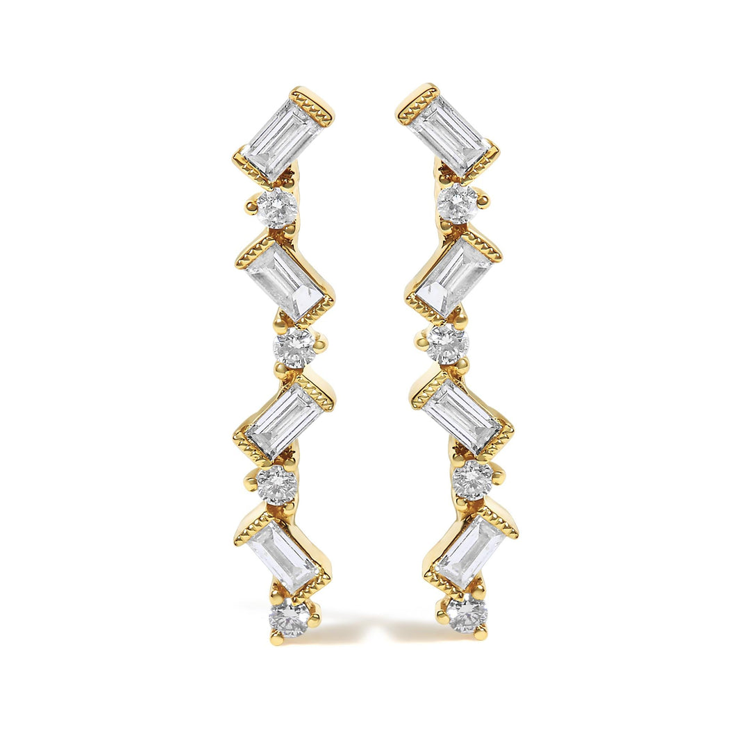 14K Yellow Gold 1/2 Cttw Diamond Zig Zag Drop Earrings (I-J Color, SI2-I1 Clarity)-0