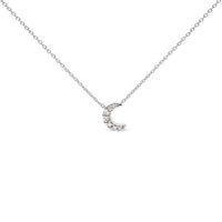 10K White Gold Diamond Accented Crescent Moon Shaped 18