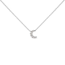 10K White Gold Diamond Accented Crescent Moon Shaped 18" Inch Pendant Necklace (H-I Color, I1-I2 Clarity)-0