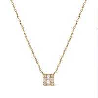 10K Yellow Gold 1/10 Cttw Round and Baguette Diamond Mosaic Composite Square 18