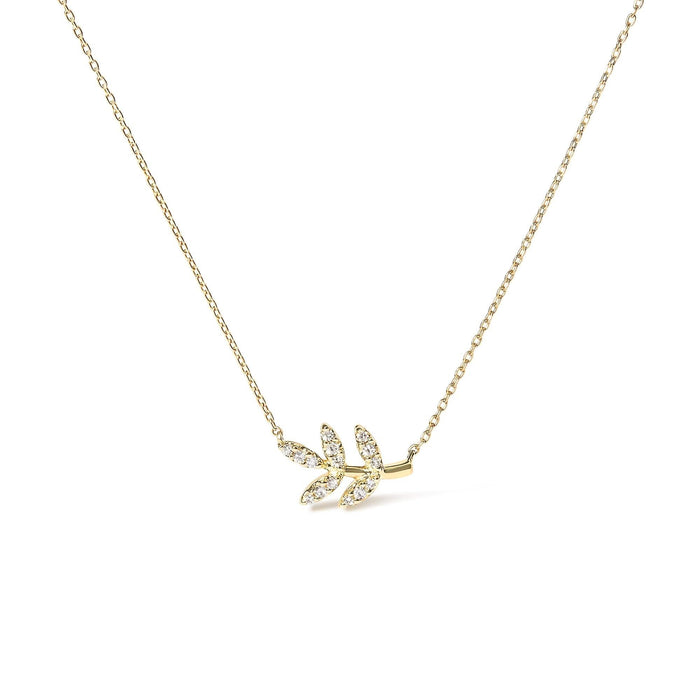 10K Yellow Gold 1/10 Cttw Diamond Leaf and Branch 18