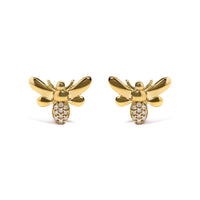 10K Yellow Gold Diamond Accented Bumble Bee Stud Earring (H-I Color, I1-I2 Clarity)