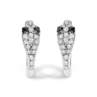 10K White Gold 1/5 Cttw Diamond Snake Eyes Huggy Hoop Earrings