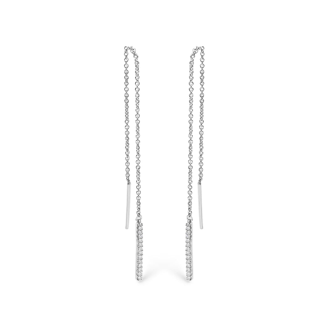 10K White Gold 1/10 Cttw Diamond Threader Earrings-0