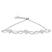 .925 Sterling Silver Diamond Accent Heart and Infinity 4”-10” Adjustable Bolo Bracelet (I-J Color, I3 Clarity)-0