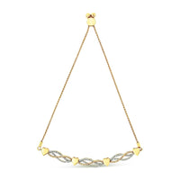 14K Yellow Gold Plated .925 Sterling Silver 1/10 Cttw Diamond Wave and Hearts Bolo Bracelet (I-J Color, I2-I3 Clarity) - 4