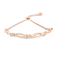.925 Sterling Silver Diamond Accent Alternating Swirl link Bolo Bracelet (I-J Color, I2-I3 Clarity) - 6