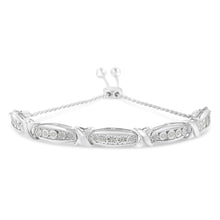 Round-Cut Diamond X & Tapered Bar Miracle-Set Bolo Bracelet (I-J Color, I3 Clarity) - .925 Sterling Silver-0