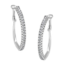 10KT White Gold 1 cttw Diamond Hoop Earrings (I-J Clarity, I2-I3 Color)-0
