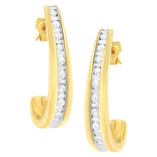 10K Yellow Gold 1 cttw Channel Set Diamond J-Hoop Earrings (H-I Clarity, I1-I2 Color)-0