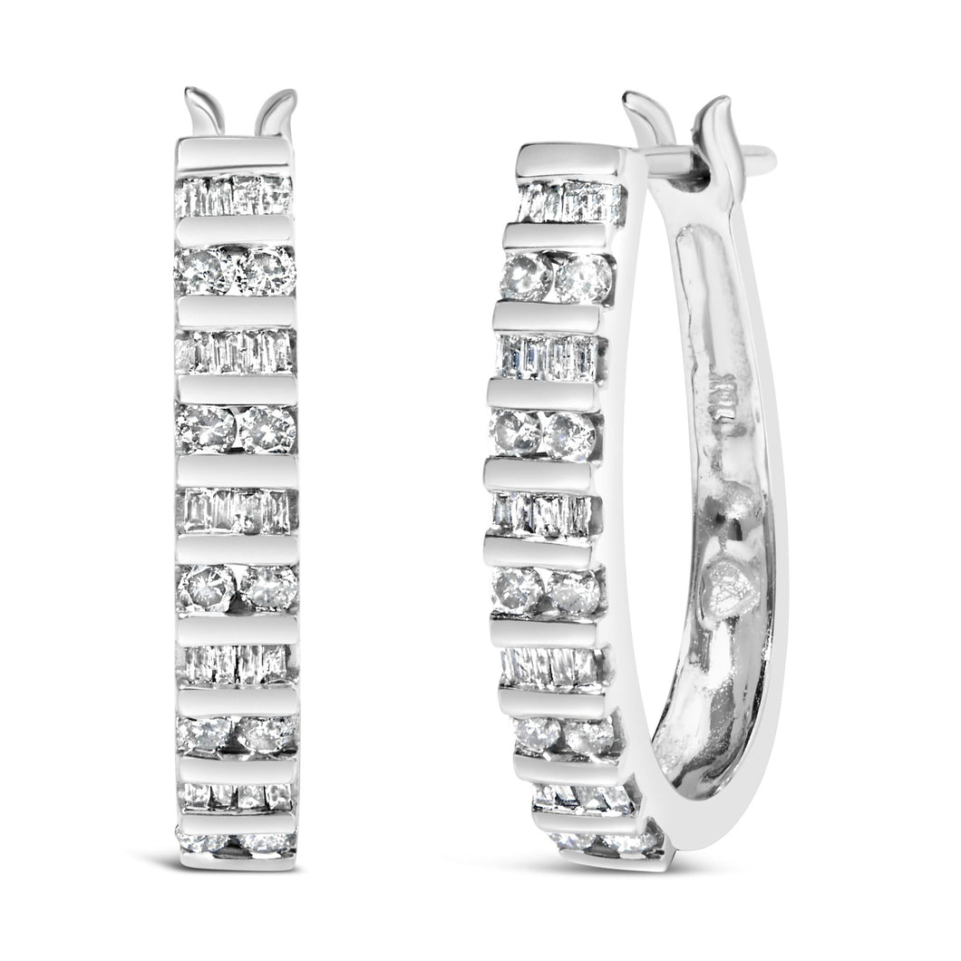 10K White Gold 1.0 Cttw Alternating  Diamond 