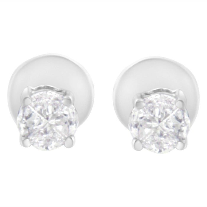 14K White Gold 1/2 Cttw Pie-Cut Diamond Solitaire Stud Earrings (H-I Color, SI1-SI2 Clarity)