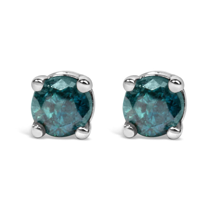 .925 Sterling Silver 0.15 Cttw Round Brilliant-Cut Diamond Classic 4-Prong Stud Earrings