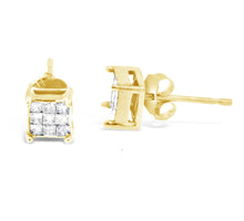 10K Yellow Gold Princess-cut Composite 18-stone Diamond Earrings (0.25 CTTW, J-K color, I2-I3 clarity)-0