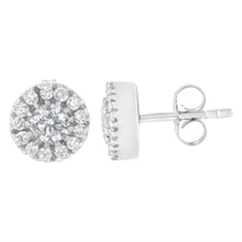 14k White Gold 1 cttw Diamond Halo Stud Earrings (I-J Clarity, I1-I2 Color)-0