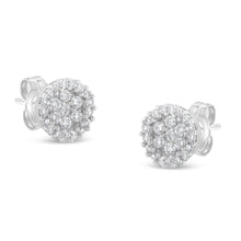 14K White Gold 1/2 Cttw Brilliant-Cut Diamond Halo-Style Cluster Round Button Stud Earrings (H-I Color, I1-I2 Clarity)-0