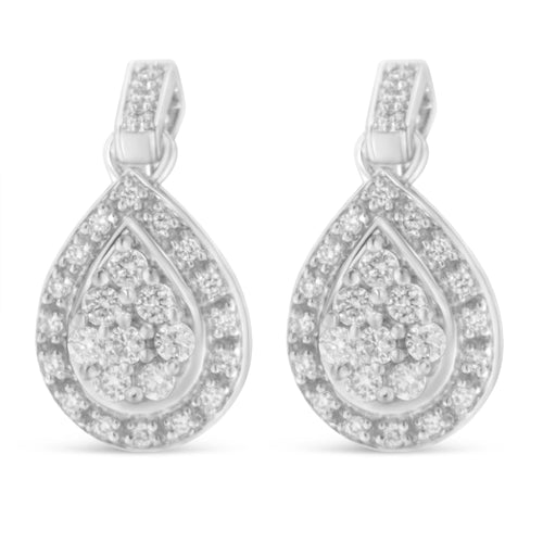 10k White Gold Round Cut Diamond Earrings (0.75 cttw, H-I Color, I1-I2 Clarity)-0
