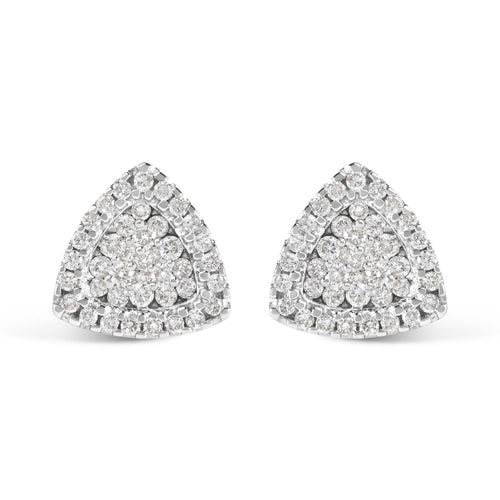 14K White Gold 1/2 cttw Trillion Shaped Diamond Stud Earrings (H-I Clarity, SI2-I1 Color)-0