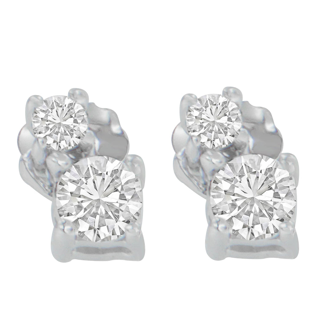 14K White Gold 1/2 cttw Round Cut Diamond Earrings (H-I, SI2-I1)-0