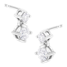 14K White Gold 1 cttw Double Diamond Stud Earrings (H-I Clarity, SI2-I1 Color)-0
