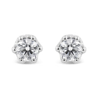 14K Gold 1/2 Cttw Round Diamond Crown Stud Earring (I-J Color, I1-I2 Clarity)