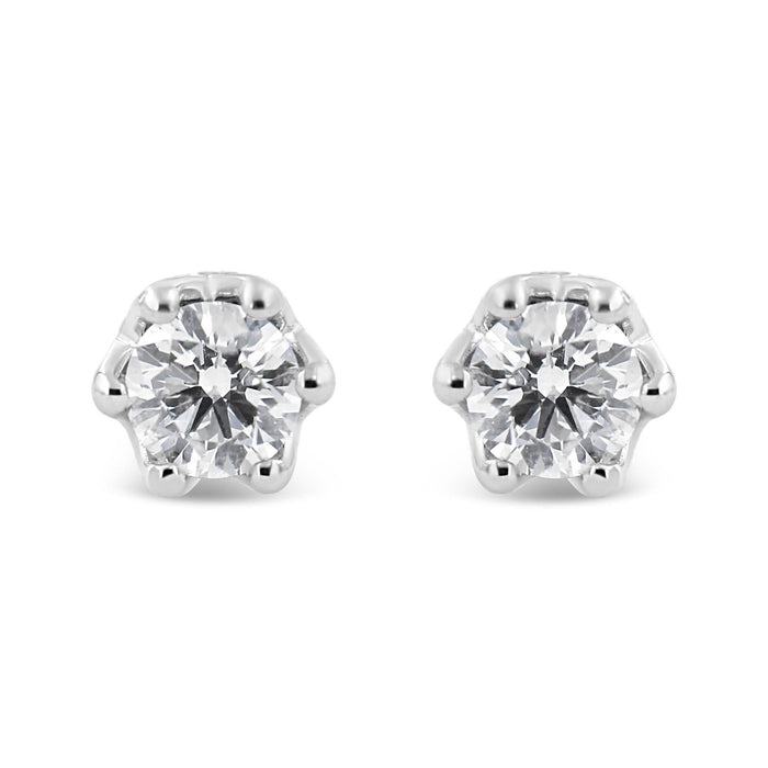 14K Gold 1/2 Cttw Round Diamond Crown Stud Earring (I-J Color, I1-I2 Clarity)