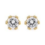 14K Gold 1/2 Cttw Round Diamond Crown Stud Earring (I-J Color, I1-I2 Clarity)-1 thumbnail 2
