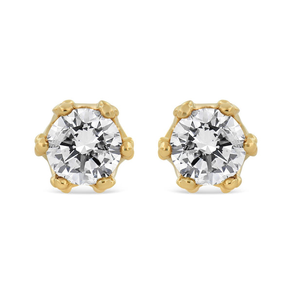 14K Gold 1/2 Cttw Round Diamond Crown Stud Earring (I-J Color, I1-I2 Clarity)