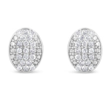 Sterling Silver Round Diamond Oval Cluster Earrings (1/2 cttw, I-J Color, I2-I3 Clarity)-0