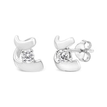 .925 Sterling Silver Round Cut Diamond Fashion Earrings (0.10 cttw, I-J Color, I2-I3 Clarity)-0