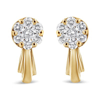 14K Gold 3/4 Cttw Diamond Floral Cluster Drop and Dangle Stud Earrings (H-I Color, I1-I2 Clarity)