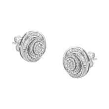 .925 Sterling Silver 1/4 Cttw Baguette and Round Diamond Swirl Love Knot Stud Earrings (I-J Color, I3 Clarity)-0