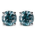 14K Gold Blue Lab Grown Diamond Stud Earrings with Screw Backs-0