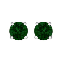14K Gold Lab Grown Green Diamond Classic Solitaire Stud Earrings