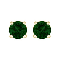 14K Gold Lab Grown Green Diamond Classic Solitaire Stud Earrings