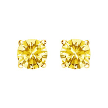 14K Gold Lab Grown Yellow Diamond Solitaire Stud Earrings-1